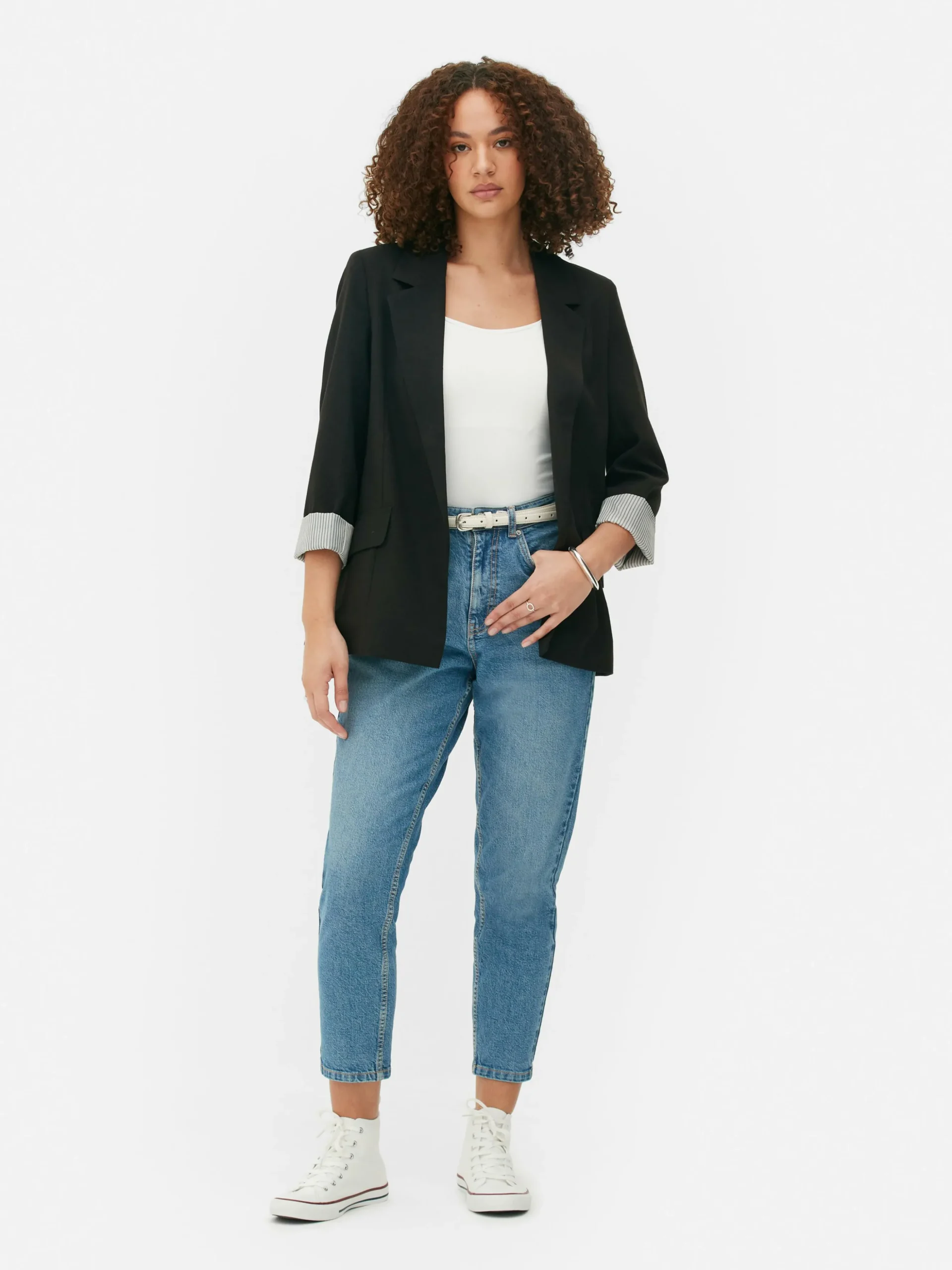 Blazer Ajusté à Effet Bord à Bord