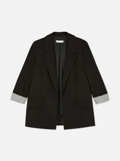 Blazer Ajusté à Effet Bord à Bord