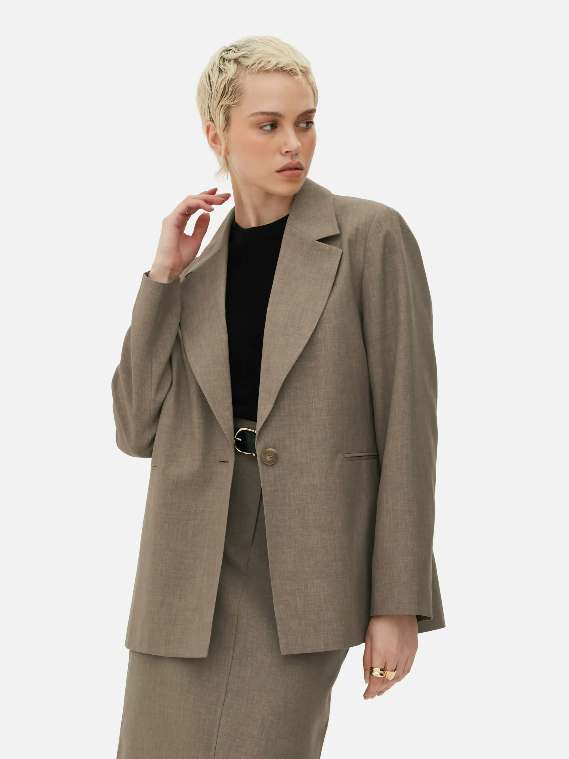 Blazer Oversize à Boutonnage Simple à Coordonner