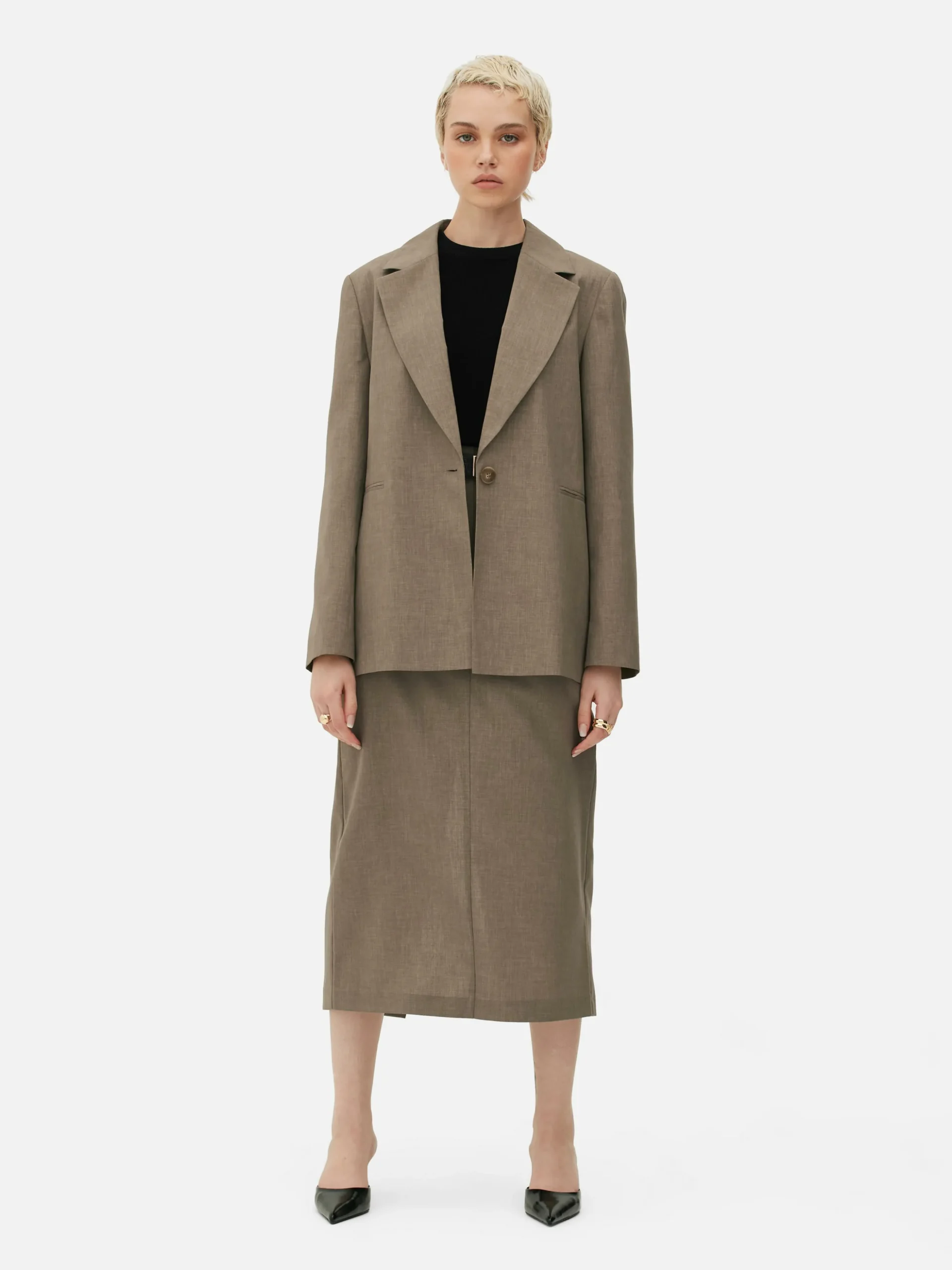 Blazer Oversize à Boutonnage Simple à Coordonner