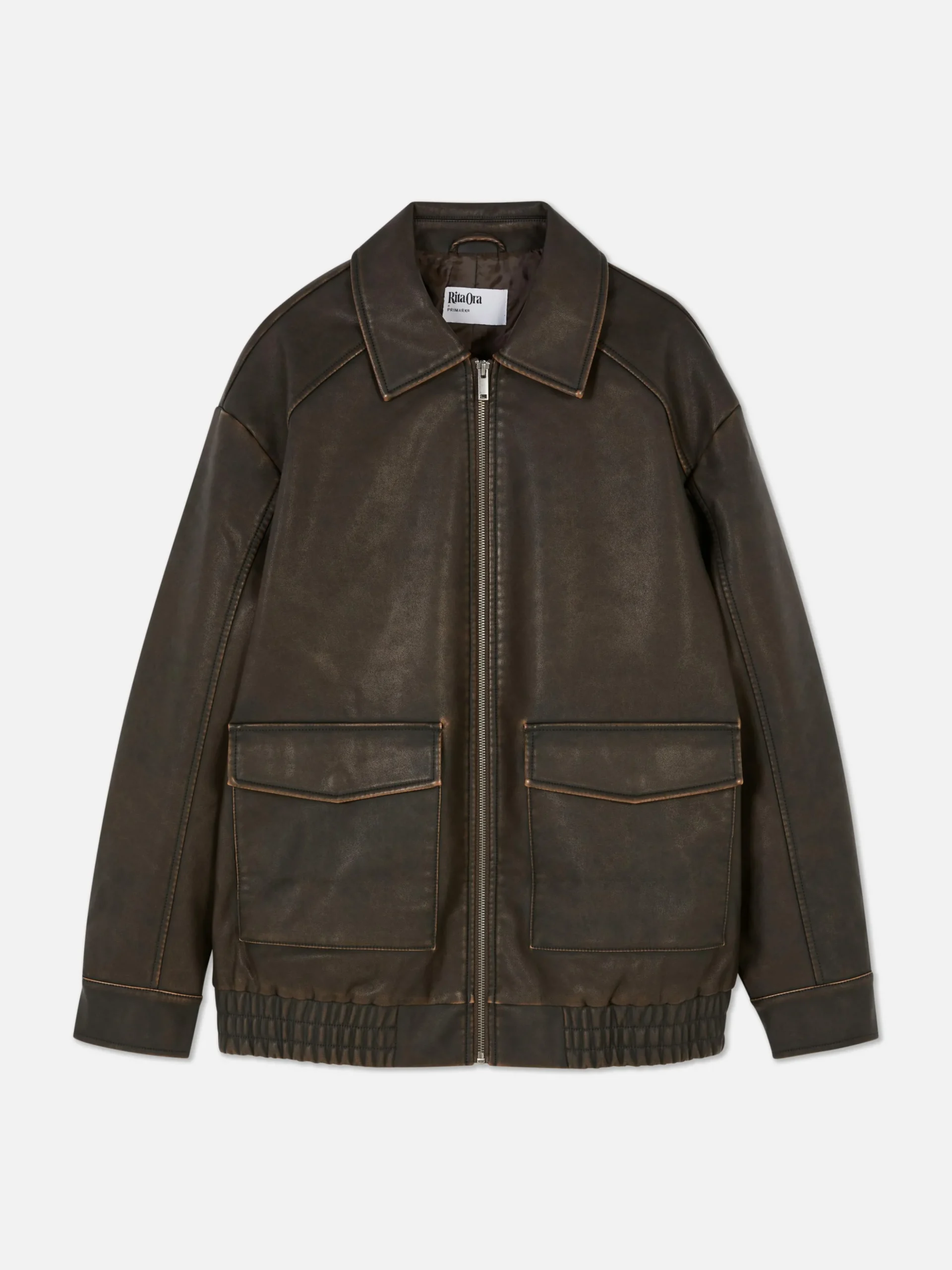 Blouson Bomber En Simili Cuir à Effet Vieilli Rita Ora