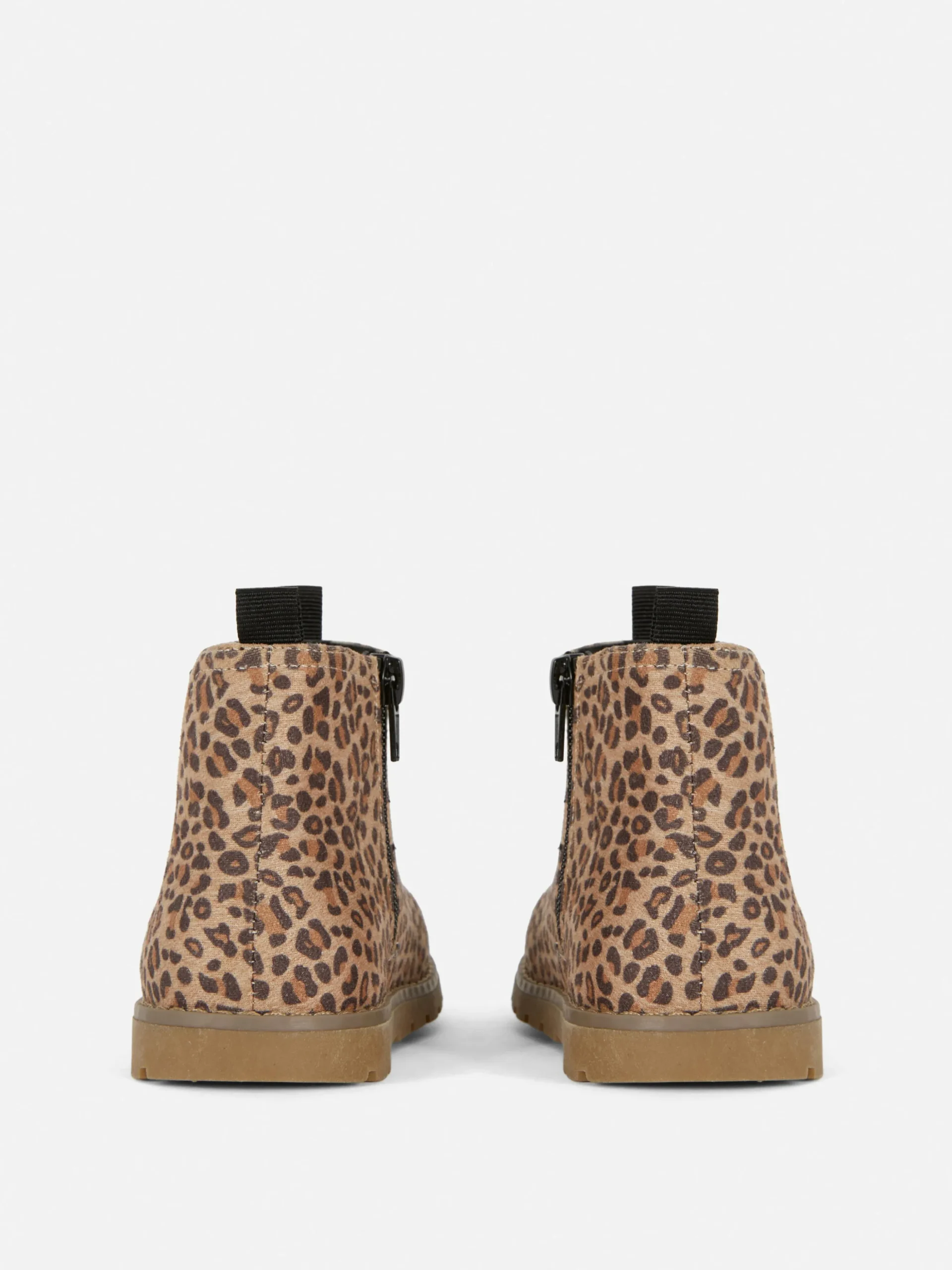 Bottines Zippées à Motif Léopard