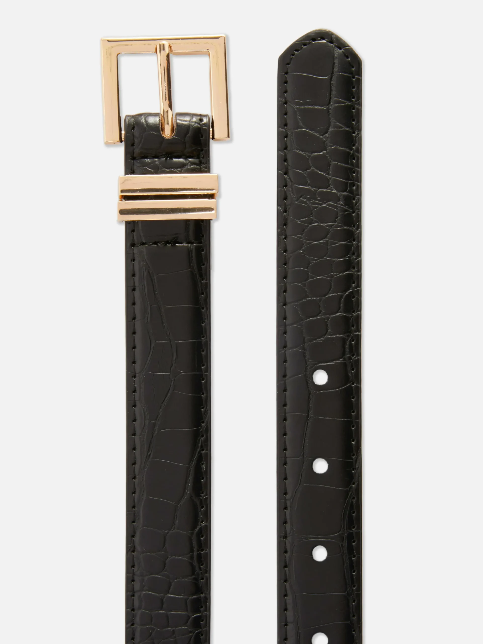 Ceinture à Boucle Carrée Imitation Croco
