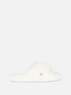 Chaussons En Fausse Fourrure à Brides Croisées