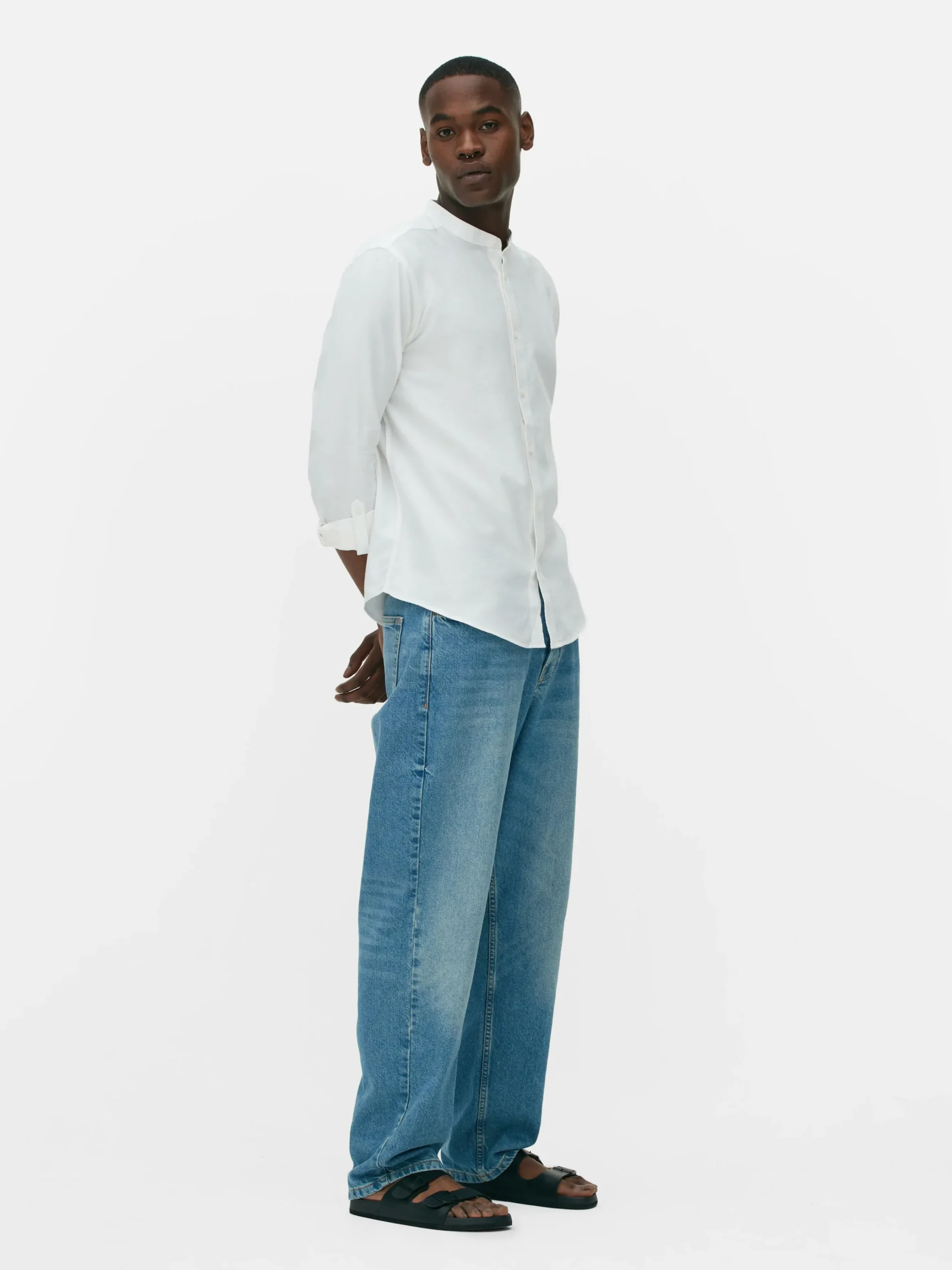 Chemise Boutonnée à Manches Retroussées