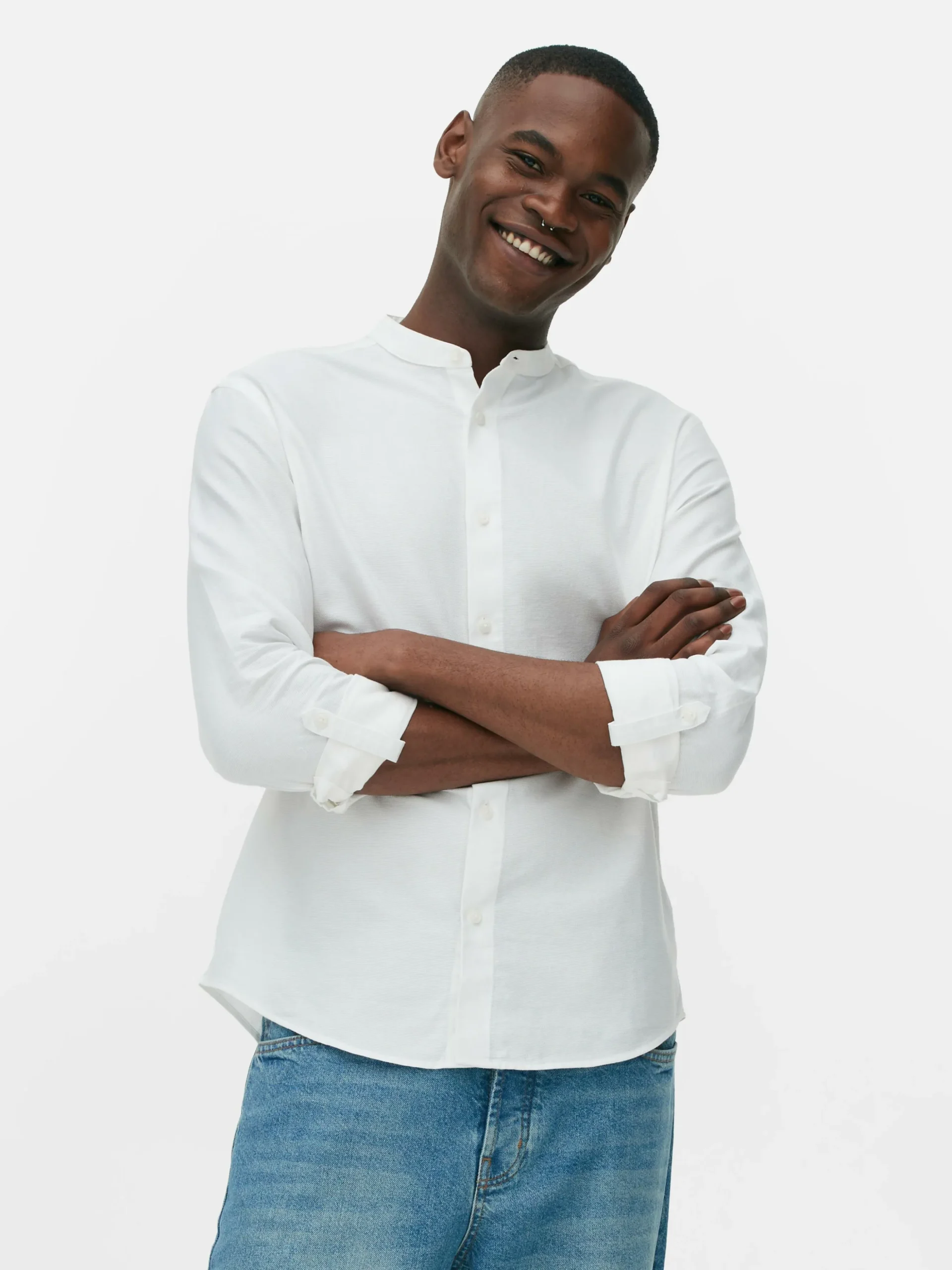 Chemise Boutonnée à Manches Retroussées