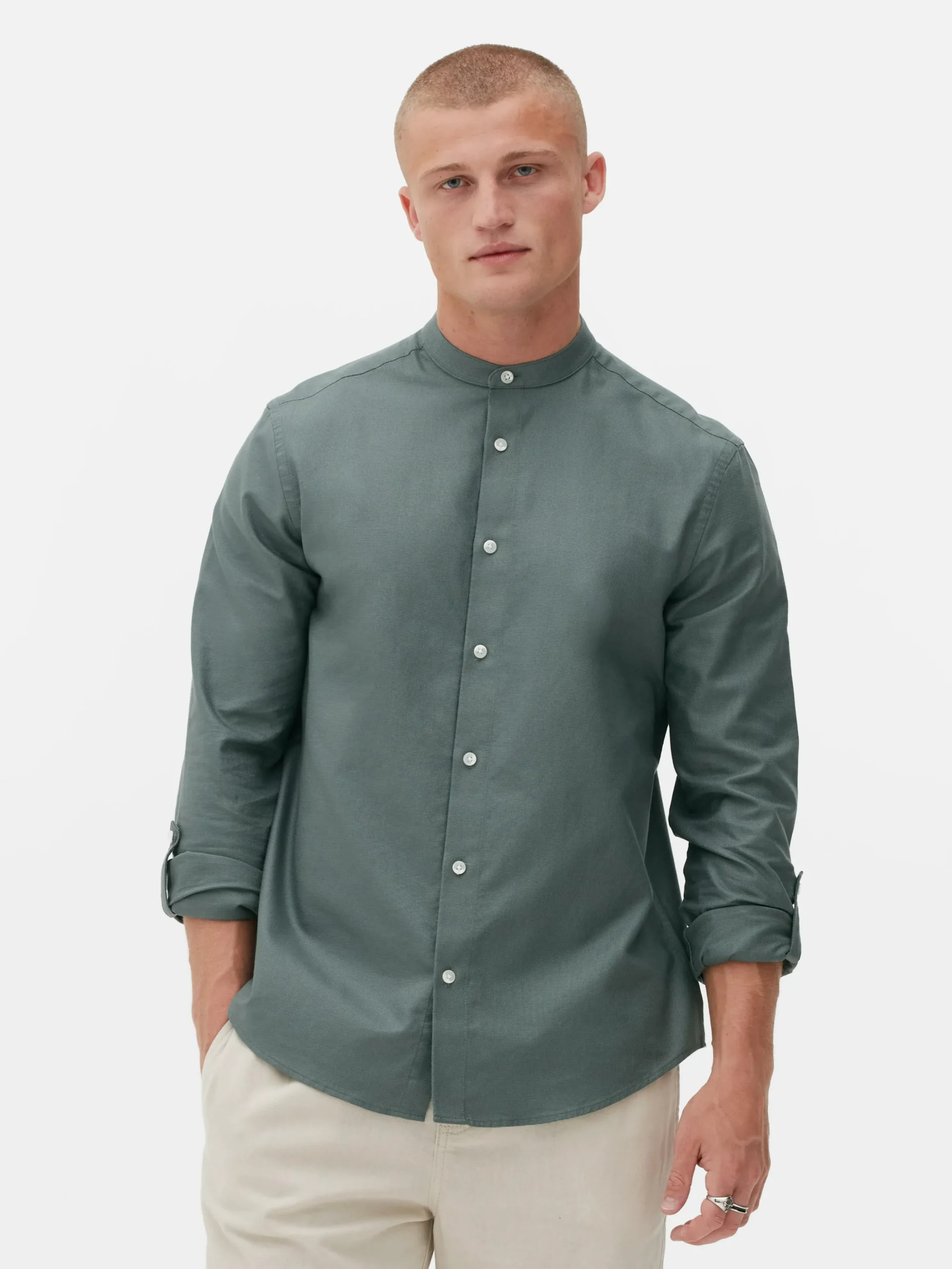 Chemise Boutonnée à Manches Retroussées