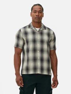 Chemise Texturée à Carreaux Et à Manches Courtes