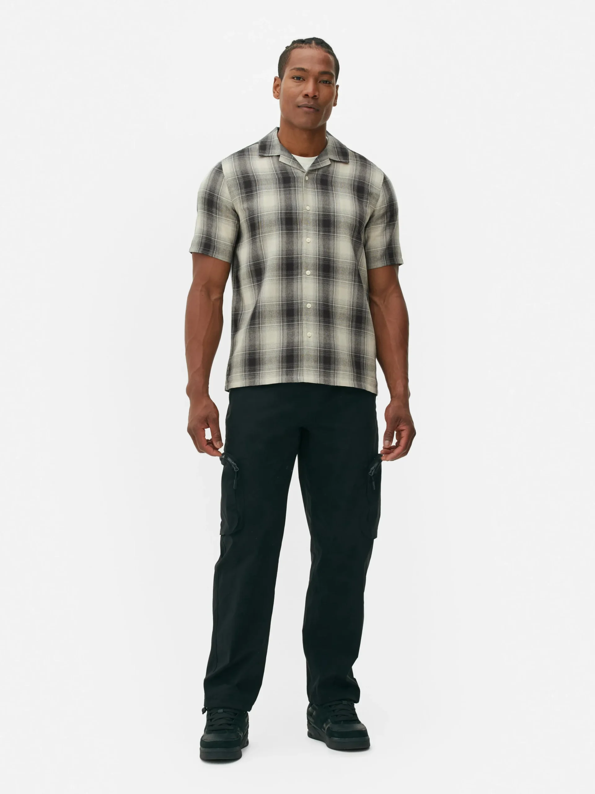 Chemise Texturée à Carreaux Et à Manches Courtes
