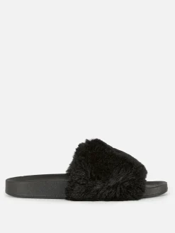 Claquettes En Fausse Fourrure