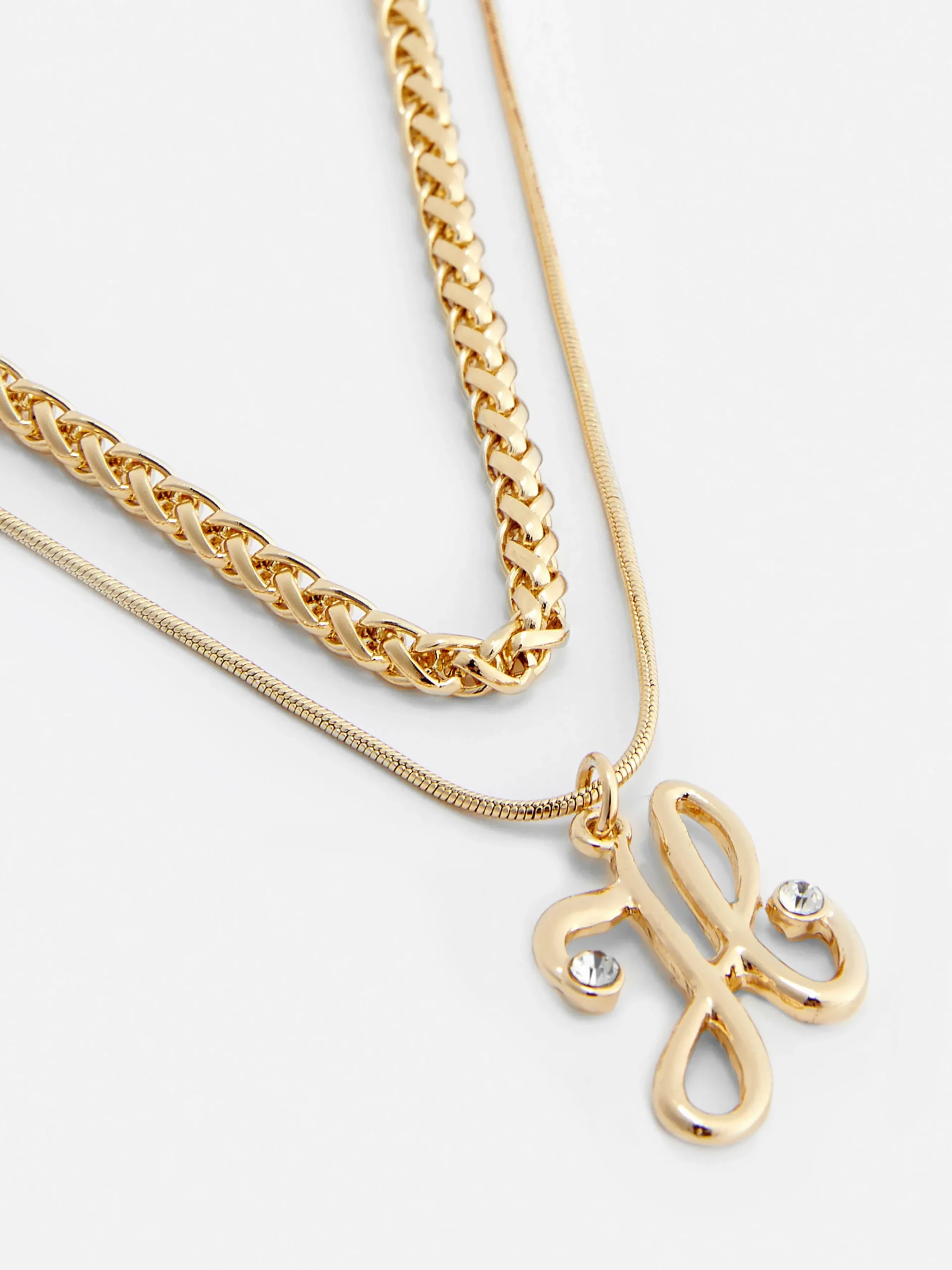 Collier à Double Chaîne Avec Pendentif En Forme D'initiale