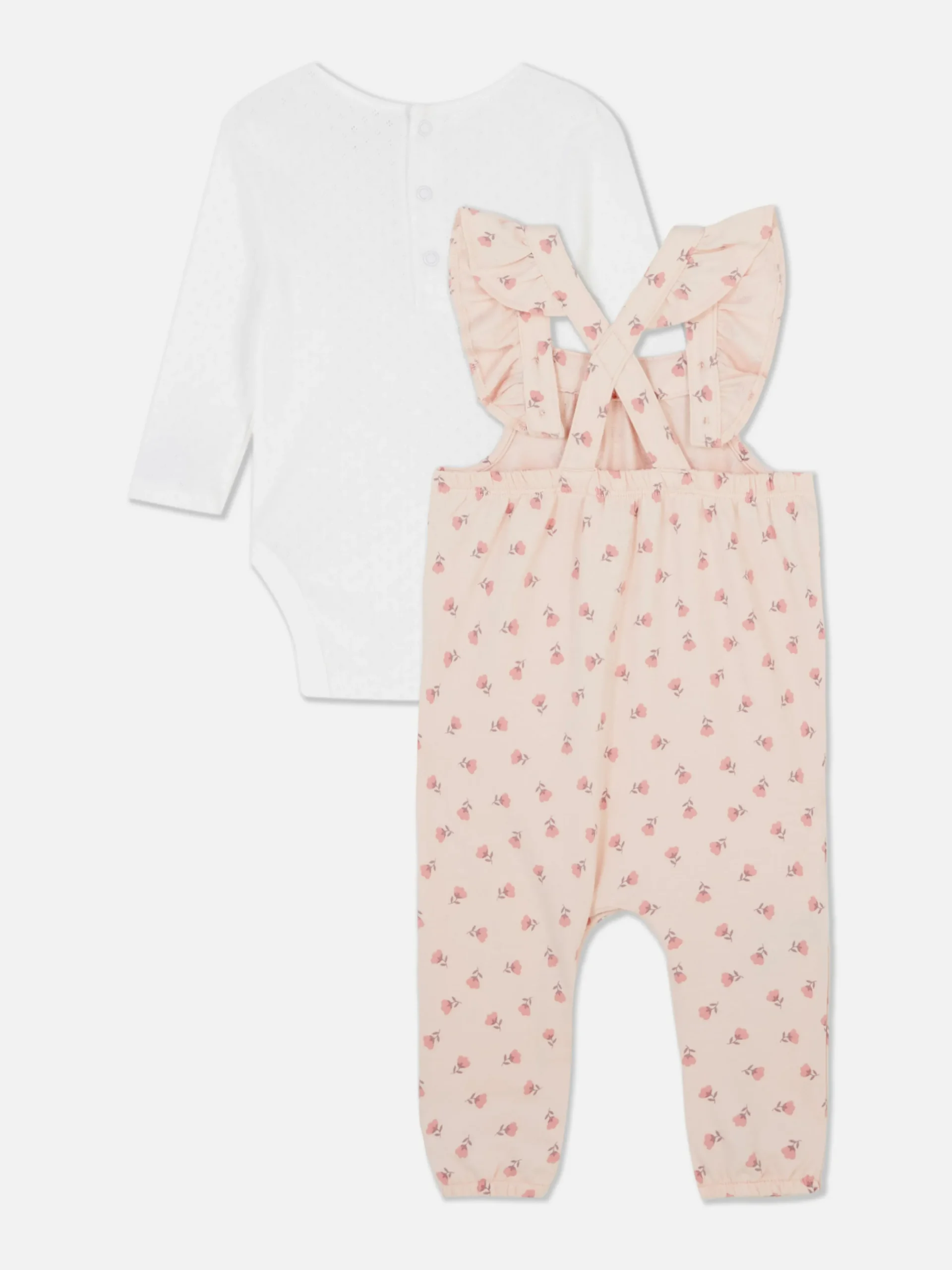 Ensemble Body En Pointelle Et Salopette à Fleurs
