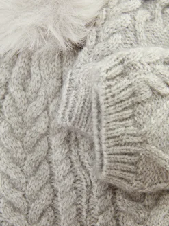 Ensemble Bonnet Et Moufles En Maille Torsadée