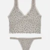 Ensemble Caraco Et String En Pointelle à Motifs Sans Couture