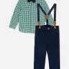 Ensemble Chemise à Carreaux Et Pantalon à Bretelles