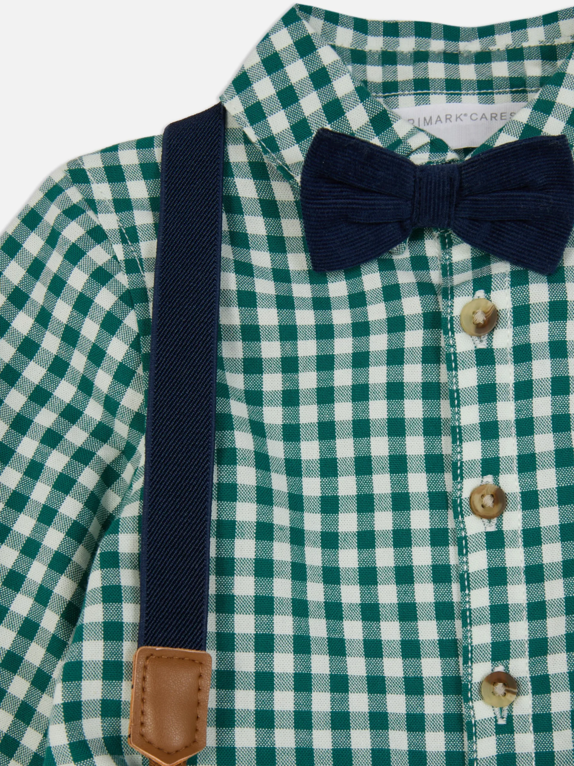 Ensemble Chemise à Carreaux Et Pantalon à Bretelles