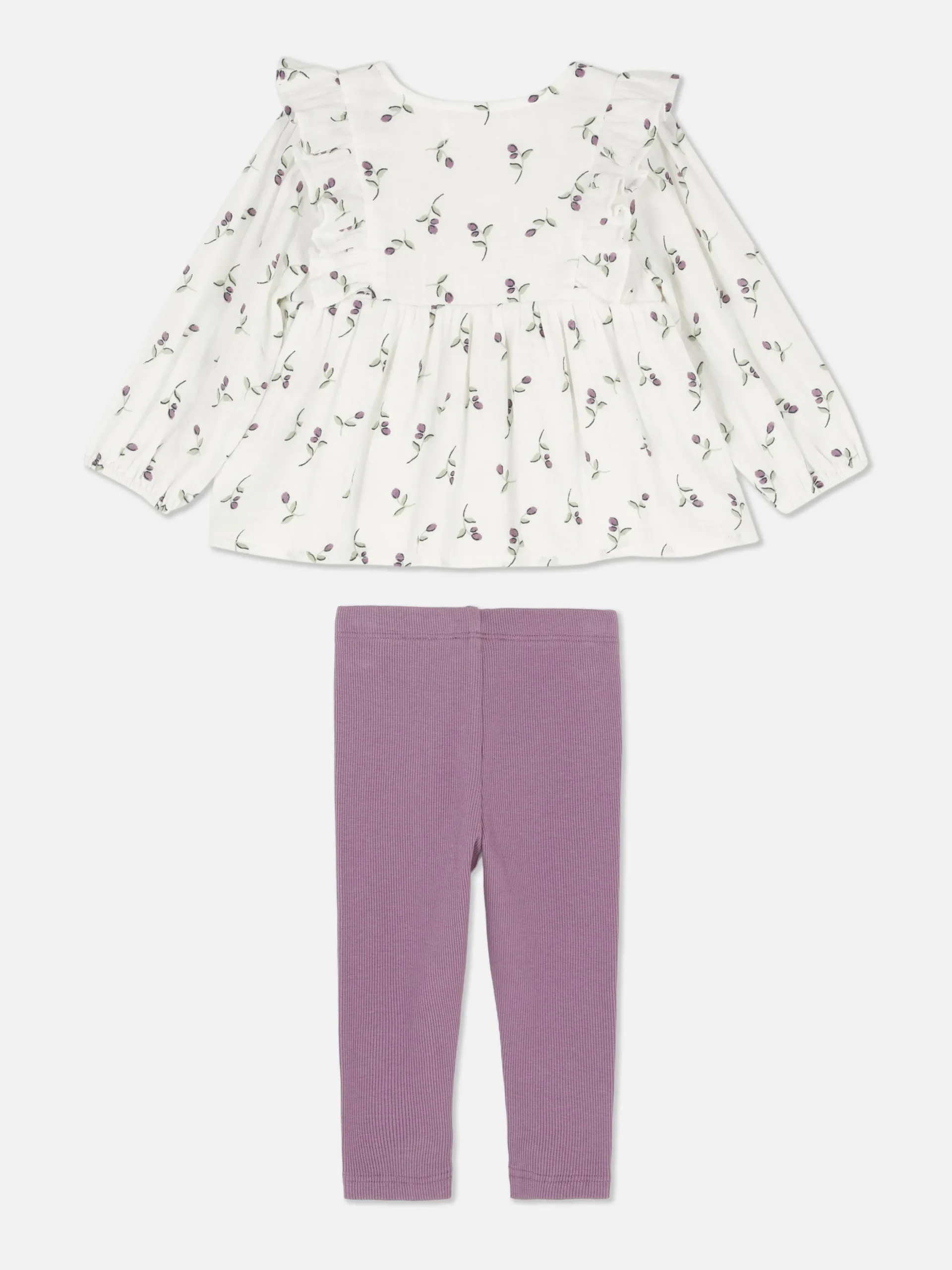 Ensemble Chemisier à Fleurs Et Legging Côtelé