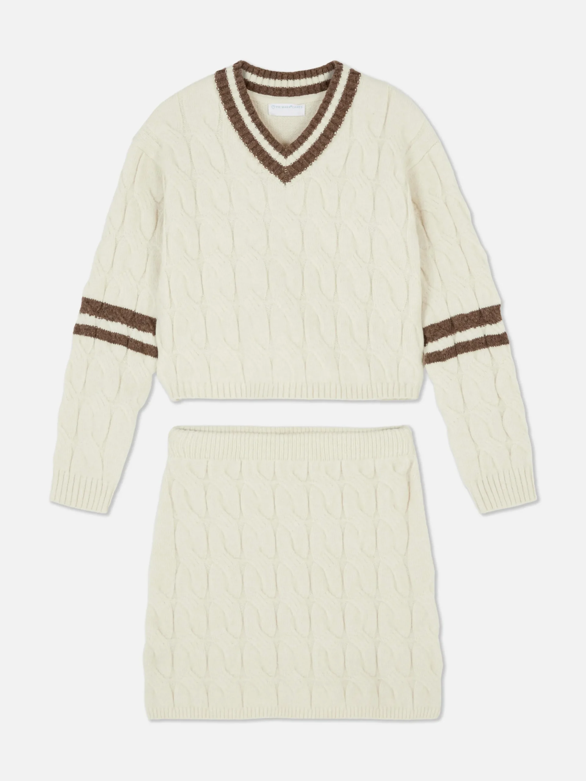 Ensemble Coordonné Pull Et Jupe En Maille Torsadée