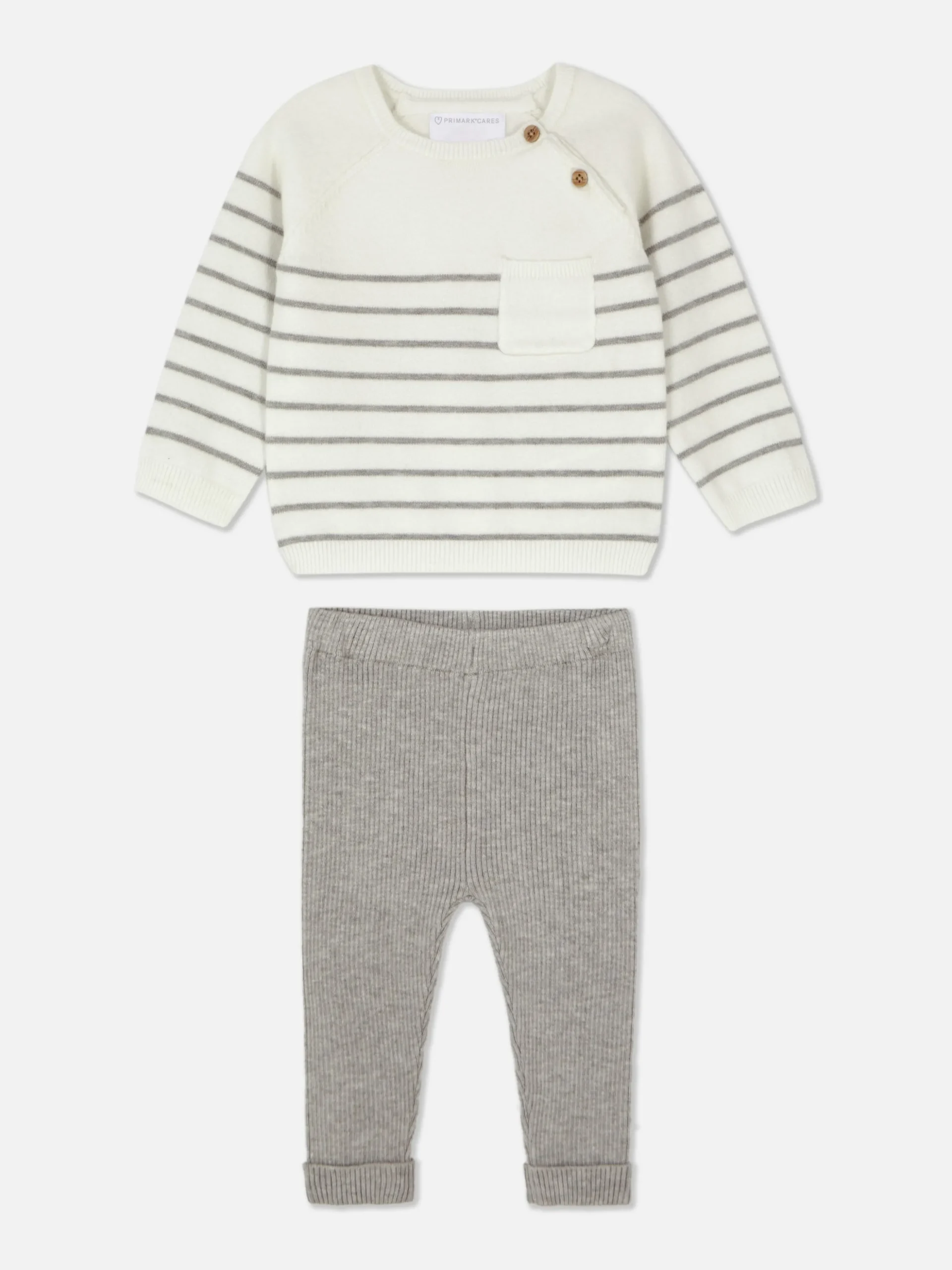 Ensemble Pull En Maille Et Legging à Rayures