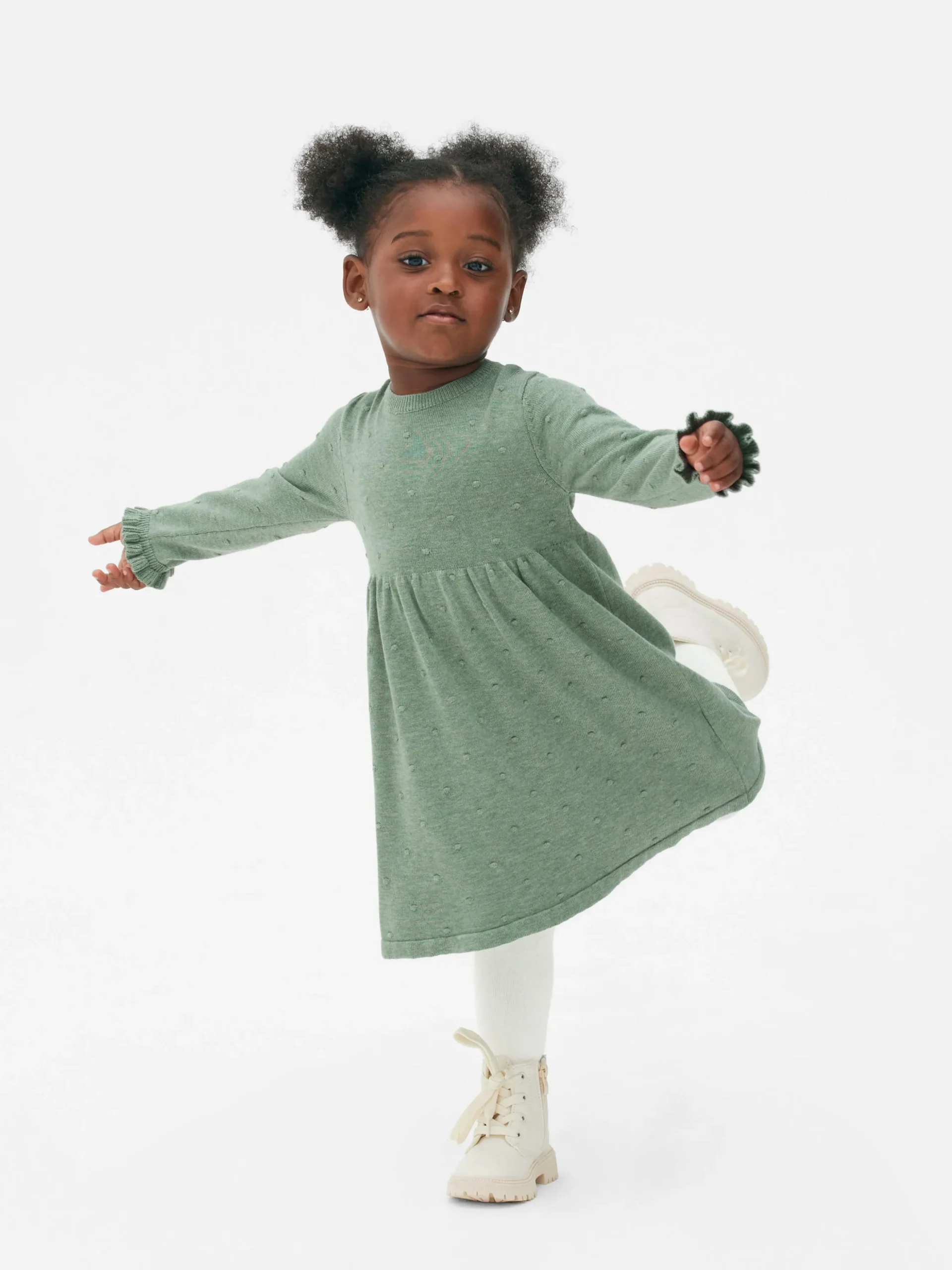 Ensemble Robe En Maille à Pois Et Collants