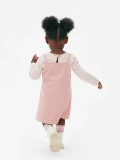Ensemble T-shirt Rayé Et Robe Chasuble En Velours