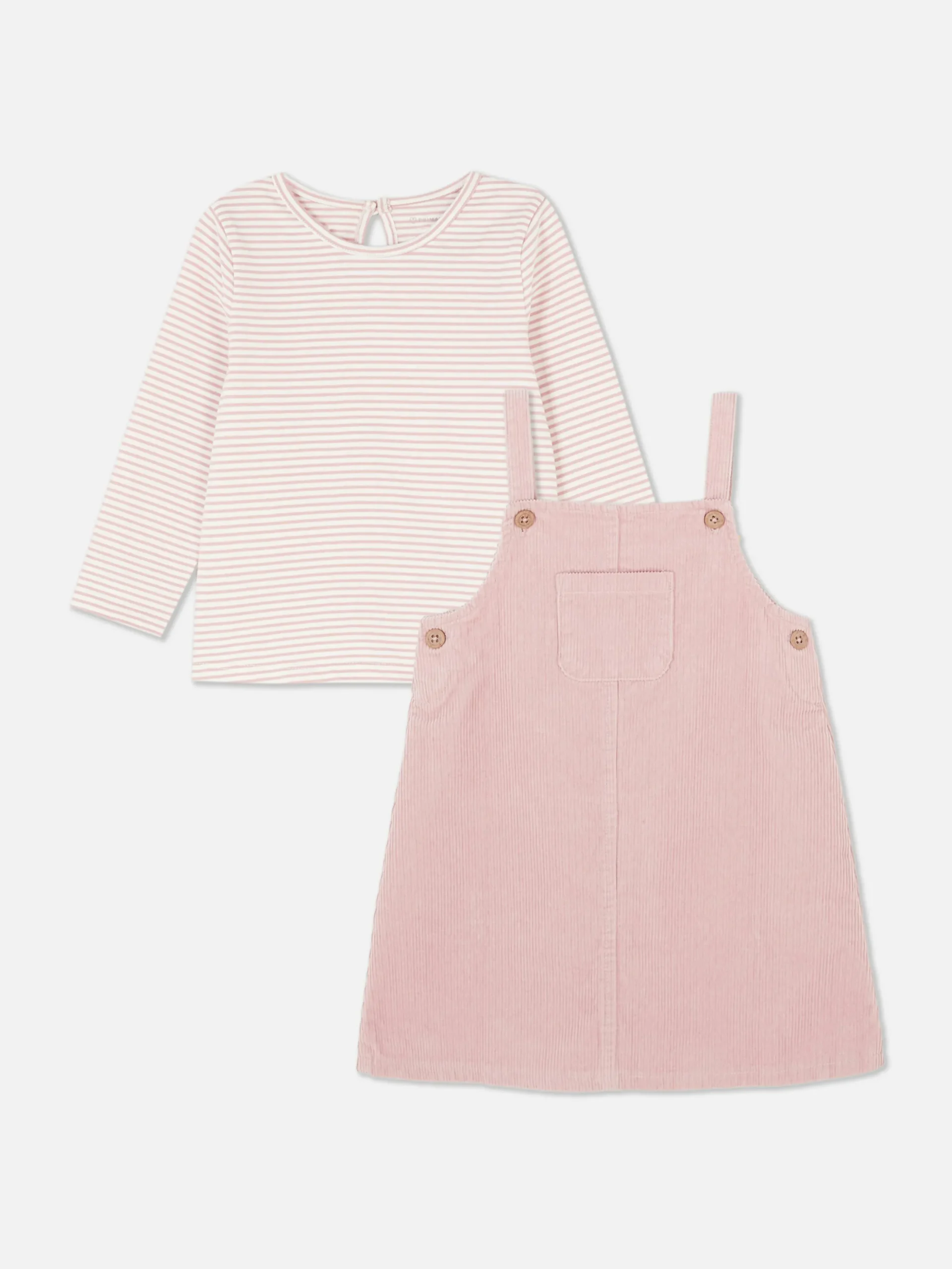 Ensemble T-shirt Rayé Et Robe Chasuble En Velours
