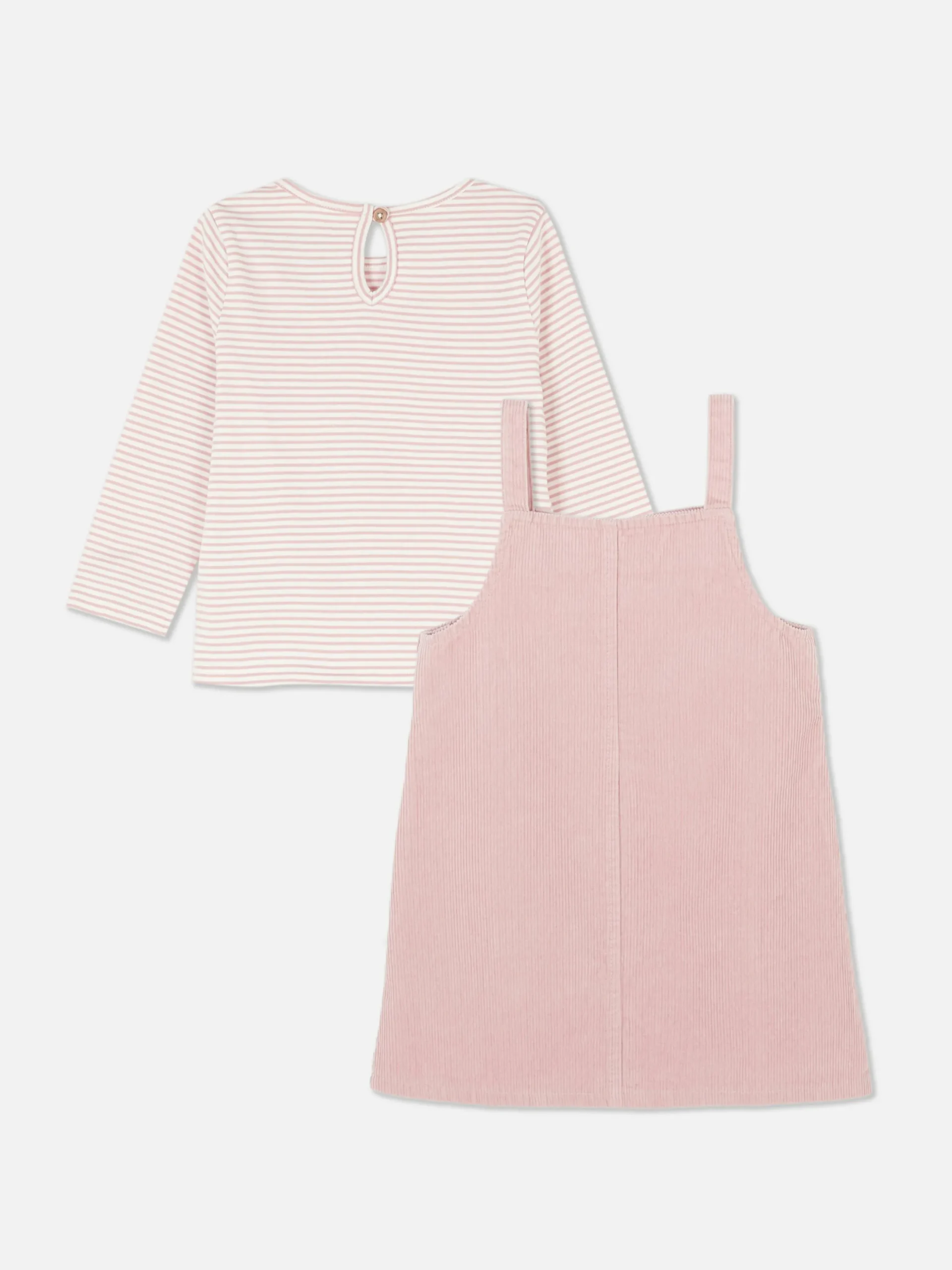 Ensemble T-shirt Rayé Et Robe Chasuble En Velours