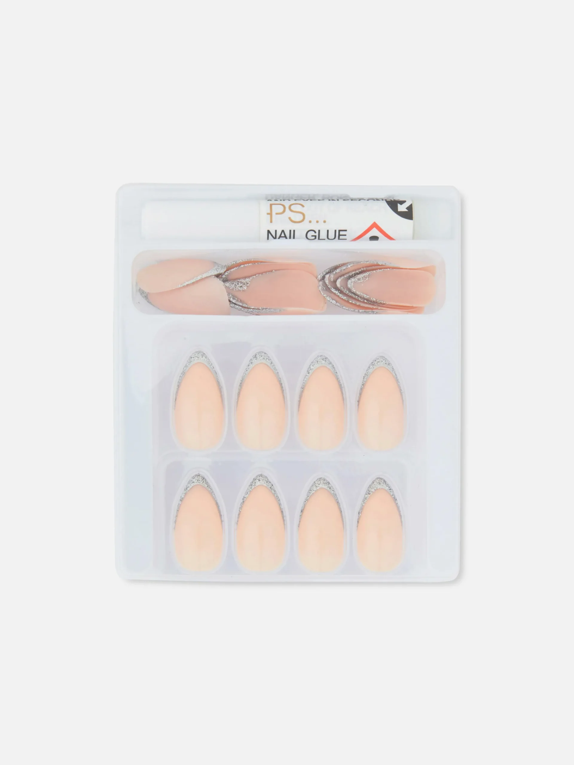 Faux Ongles Brillants Pailletés à Bout Pointu PS...