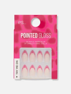 Faux Ongles Pointus Brillants Effet Crocodile PS...