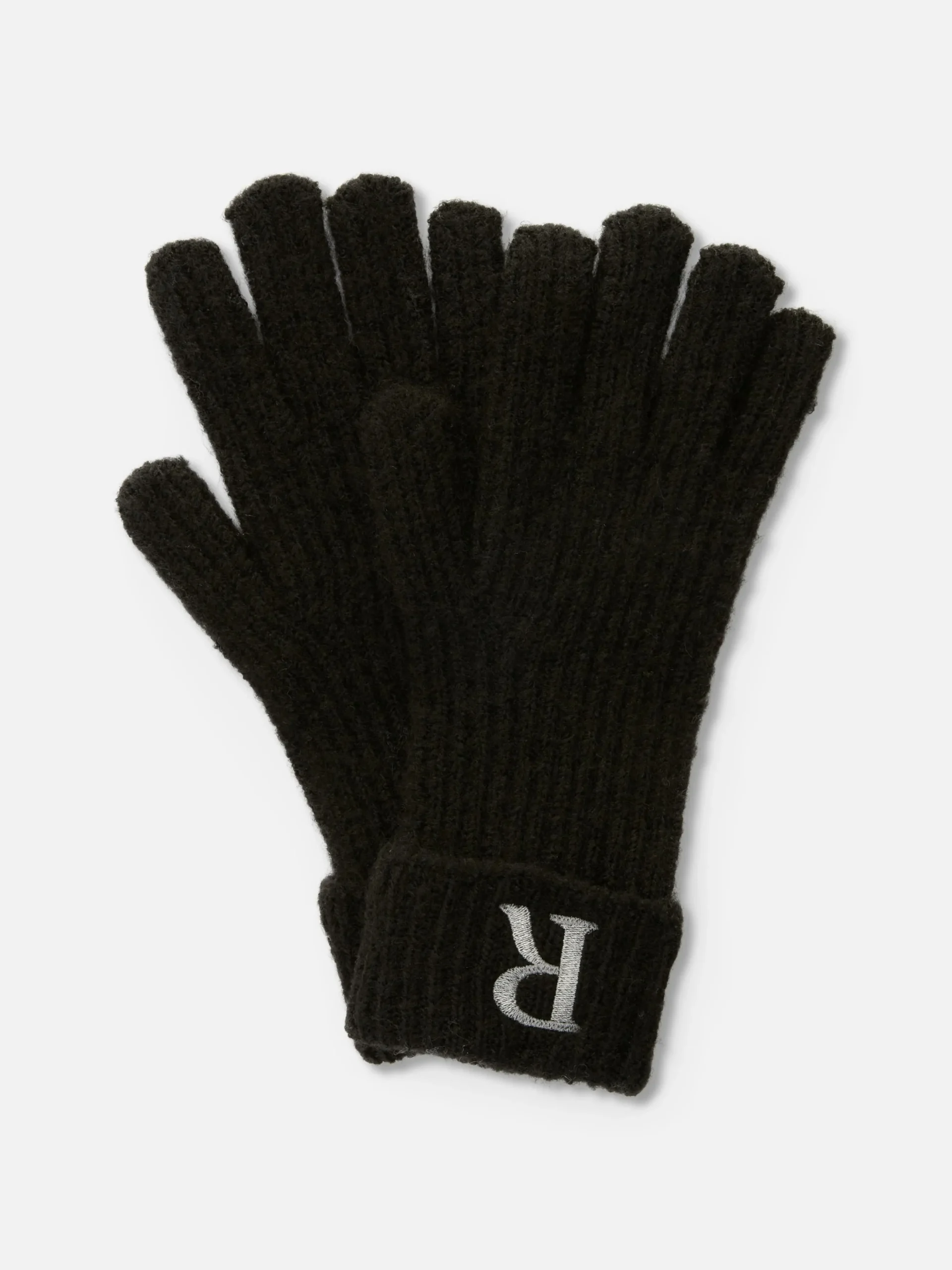 Gants En Maille Côtelée Avec Initiale Brodée