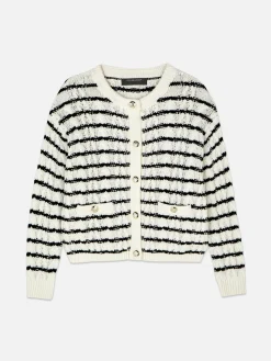 Gilet Rayé En Maille Torsadée