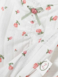 Haut De Pyjama Rose En Pointelle à Manches Longues