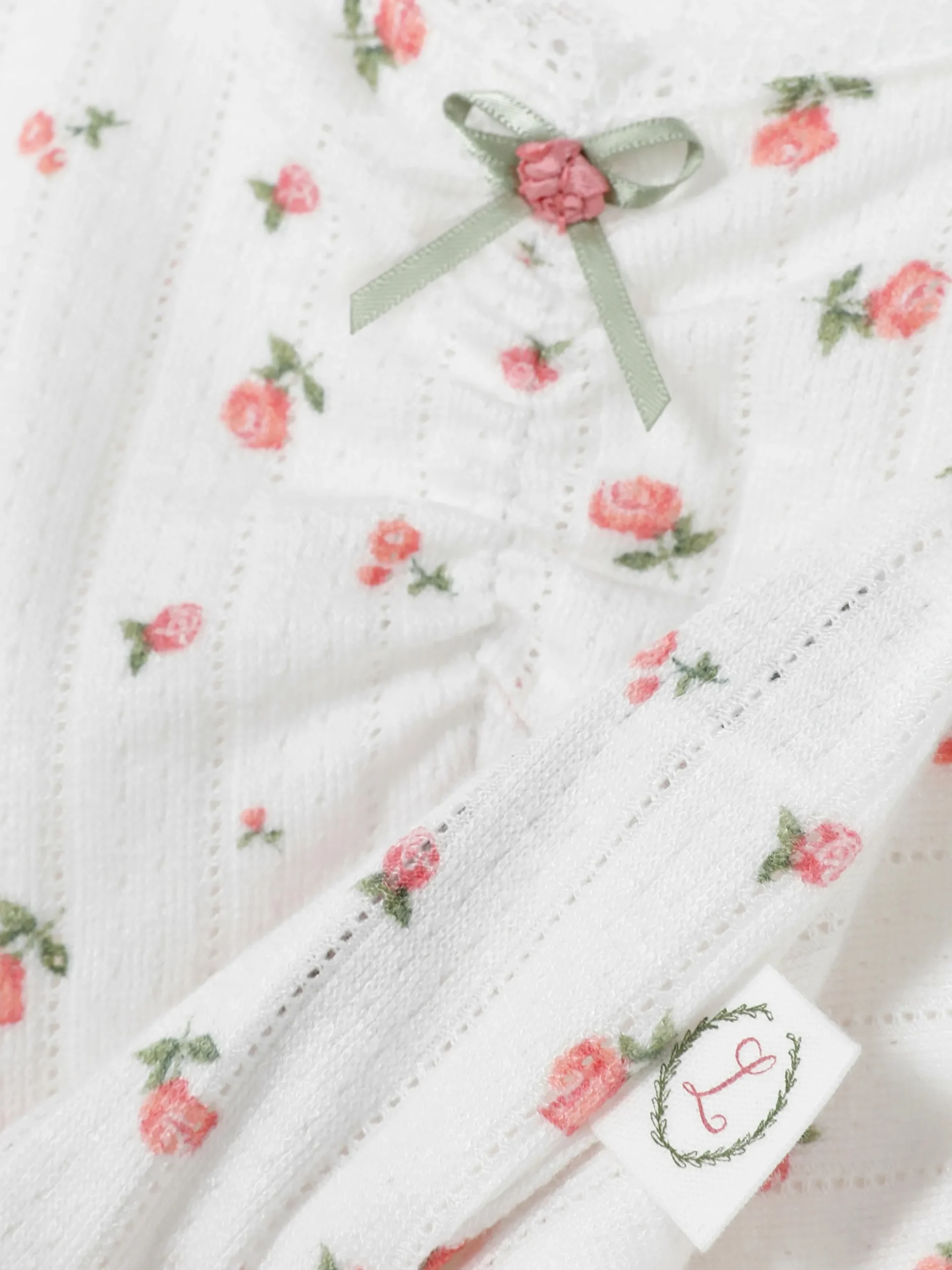 Haut De Pyjama Rose En Pointelle à Manches Longues