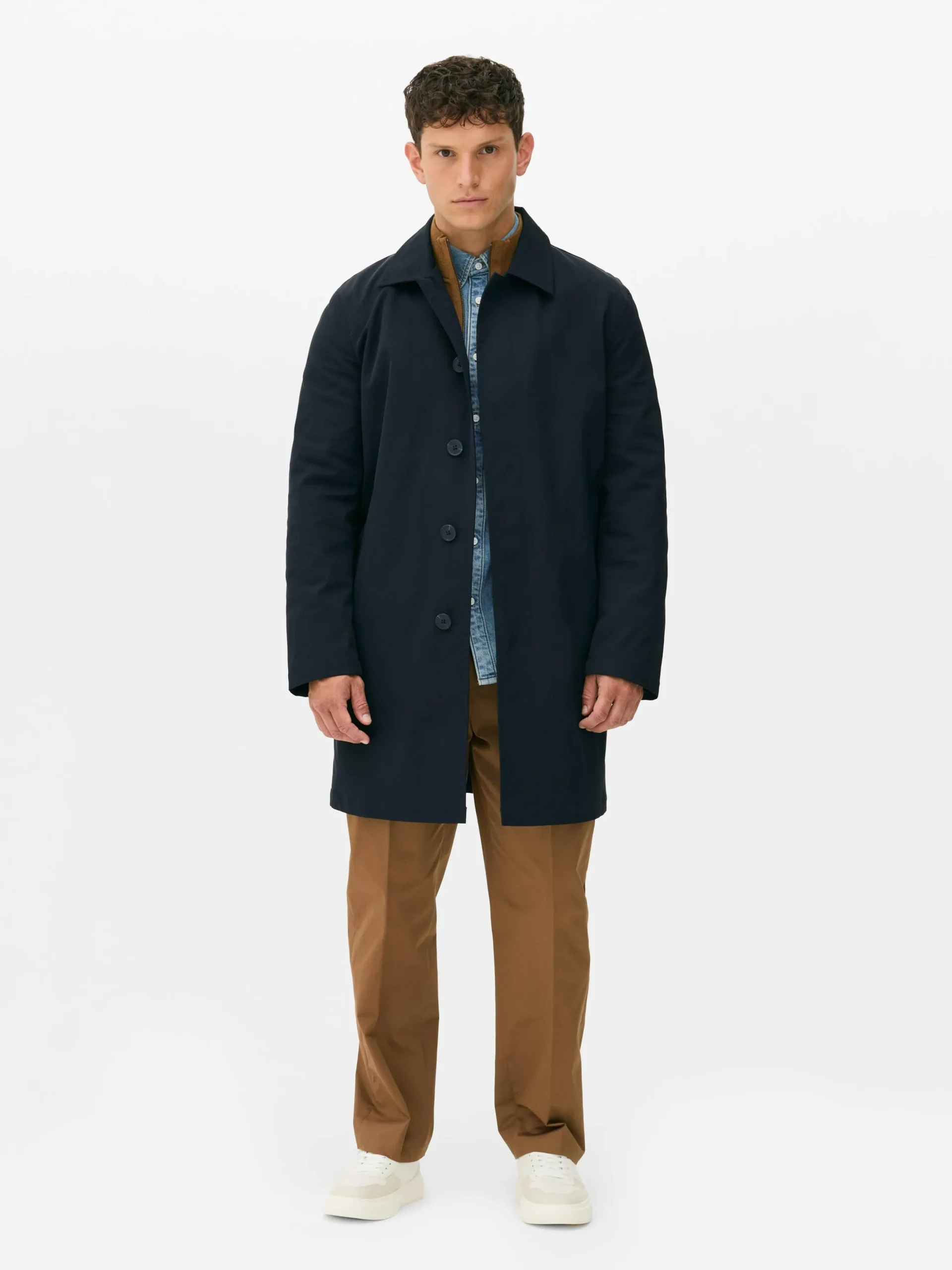 Imperméable Long à Boutonnage Simple