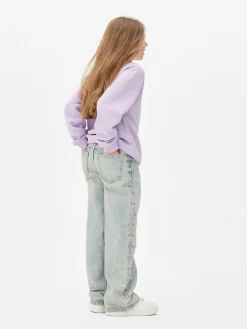 Jean Denim à Effet Vieilli Et Clous