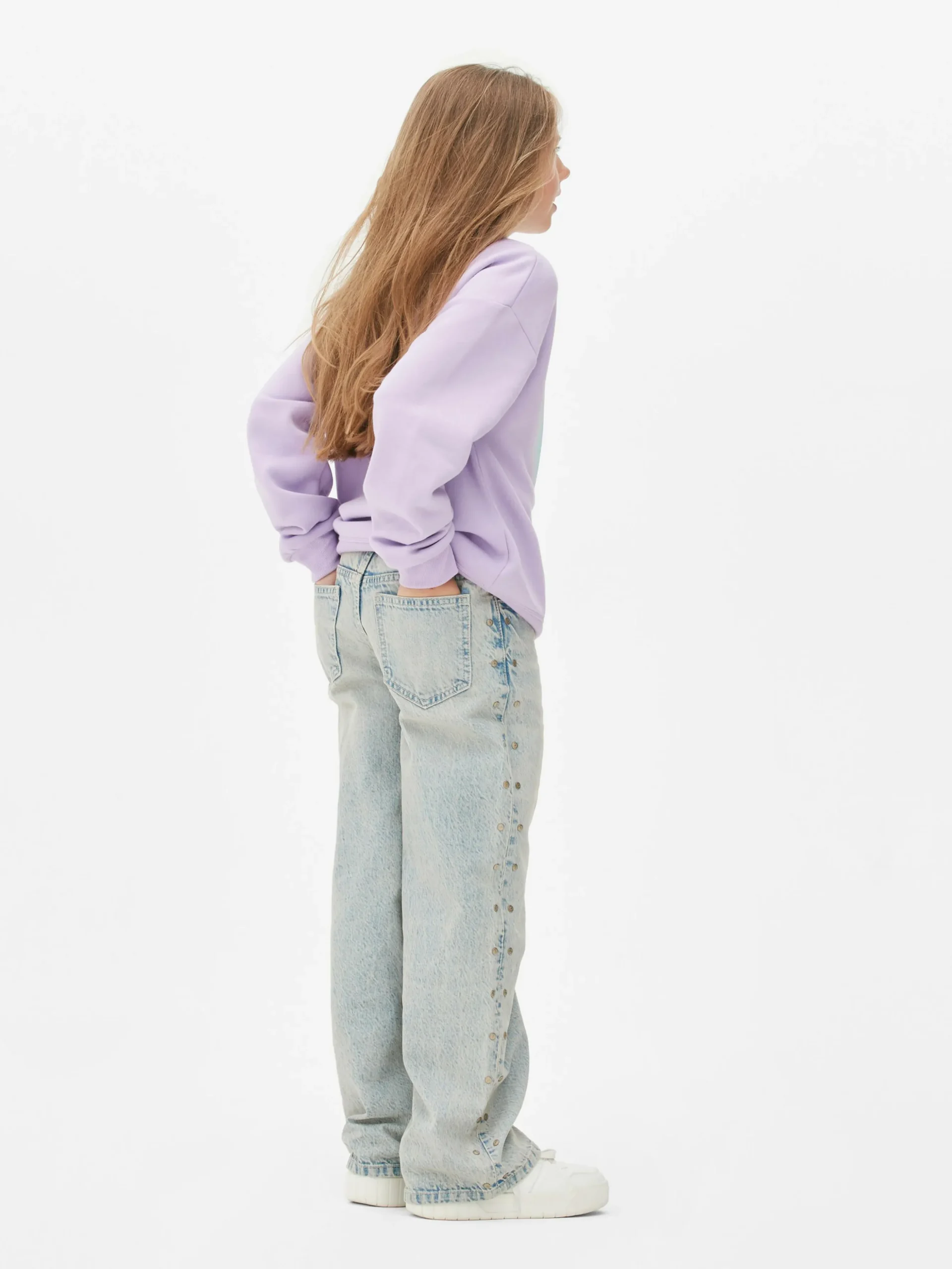 Jean Denim à Effet Vieilli Et Clous
