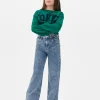 Jean Denim Large Avec Motif étoile à Strass