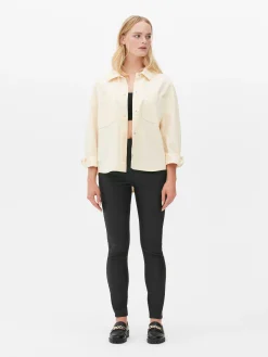 Jean Skinny Enduit à Taille Haute