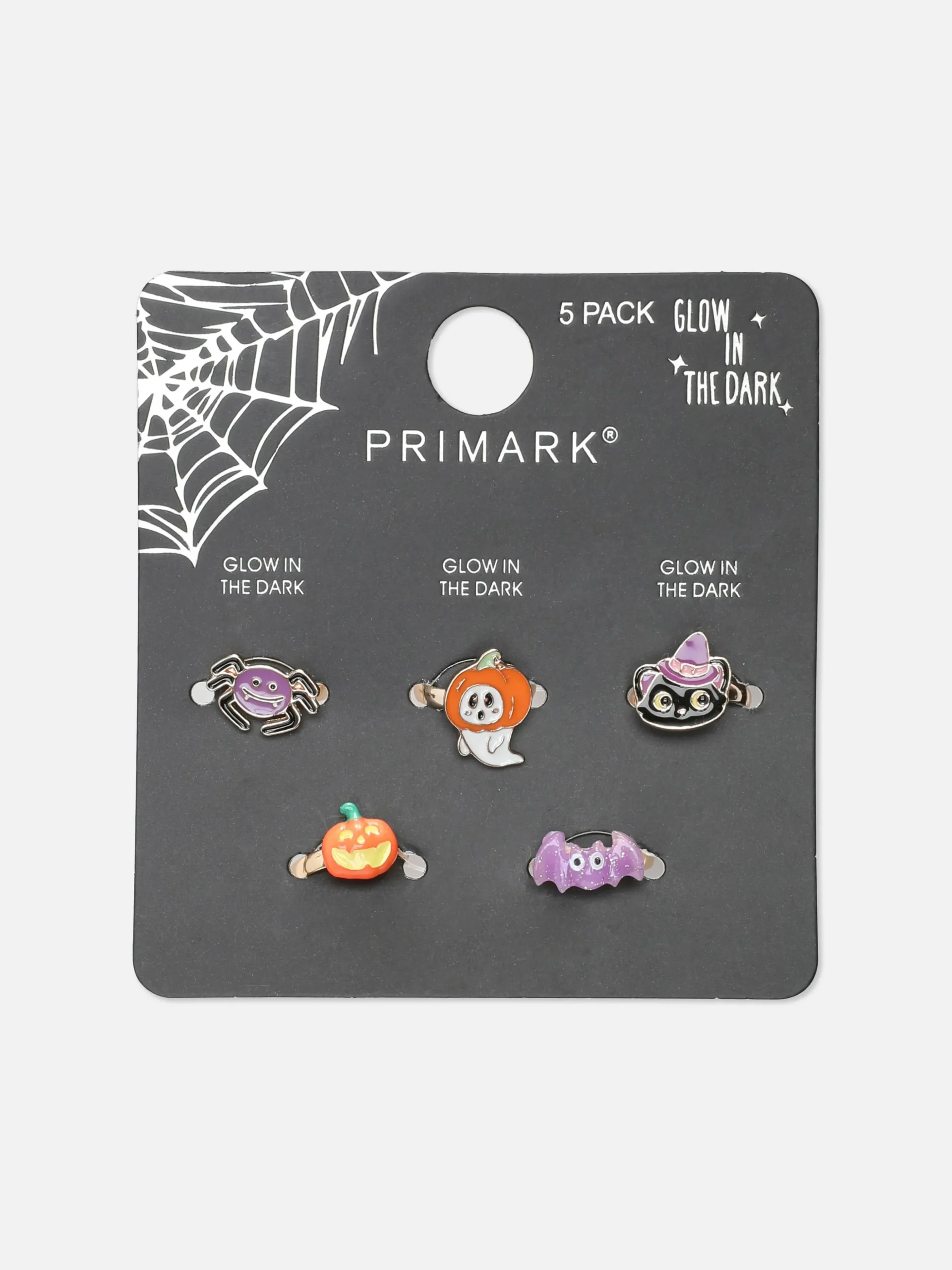 Lot De 5 Bagues Phosphorescentes Halloween