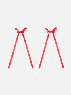 Lot De 2 Barrettes Ornées D'un Nœud Long