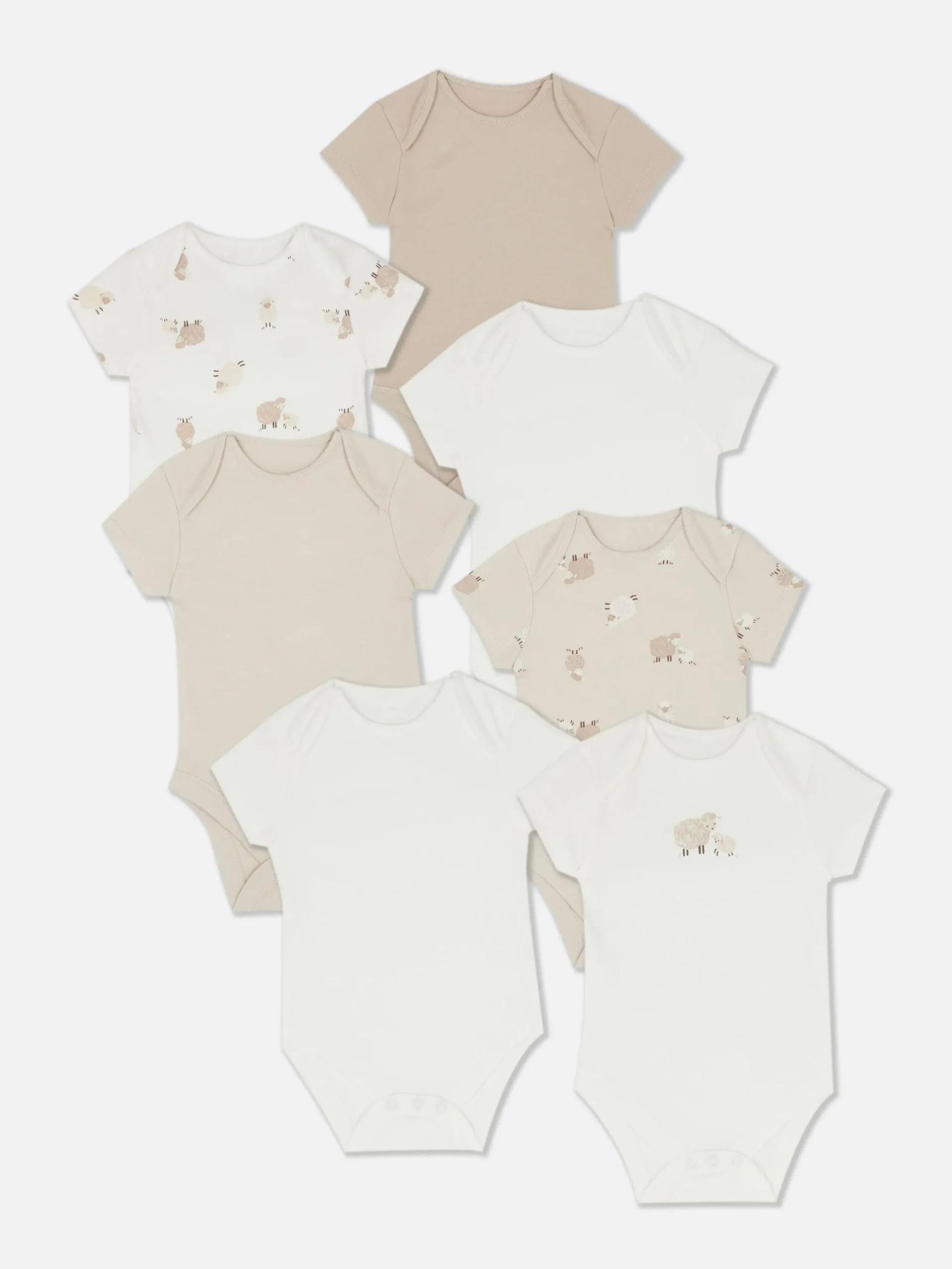 Lot De 7 Bodys à Manches Courtes Et Motif Agneau