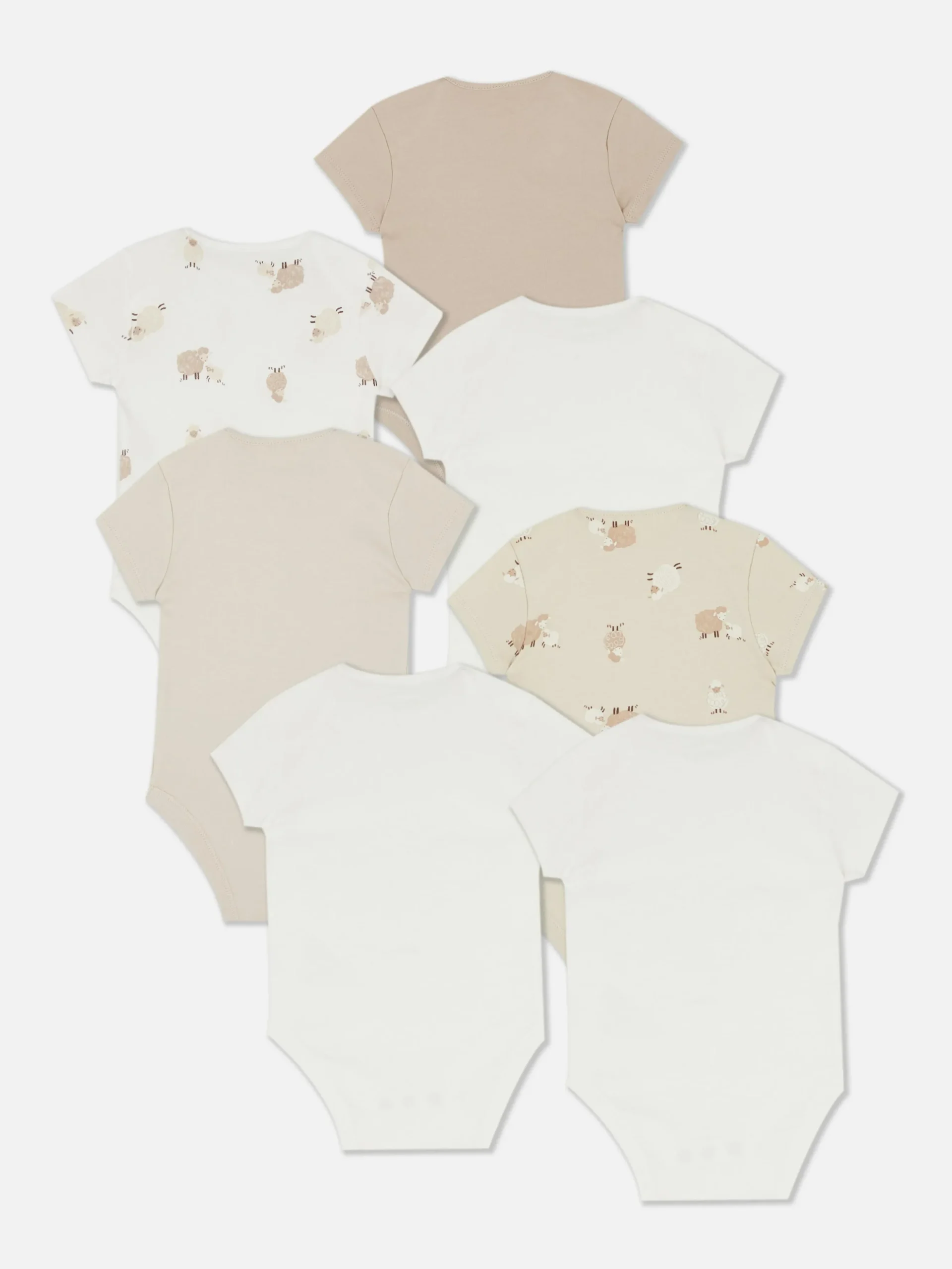 Lot De 7 Bodys à Manches Courtes Et Motif Agneau