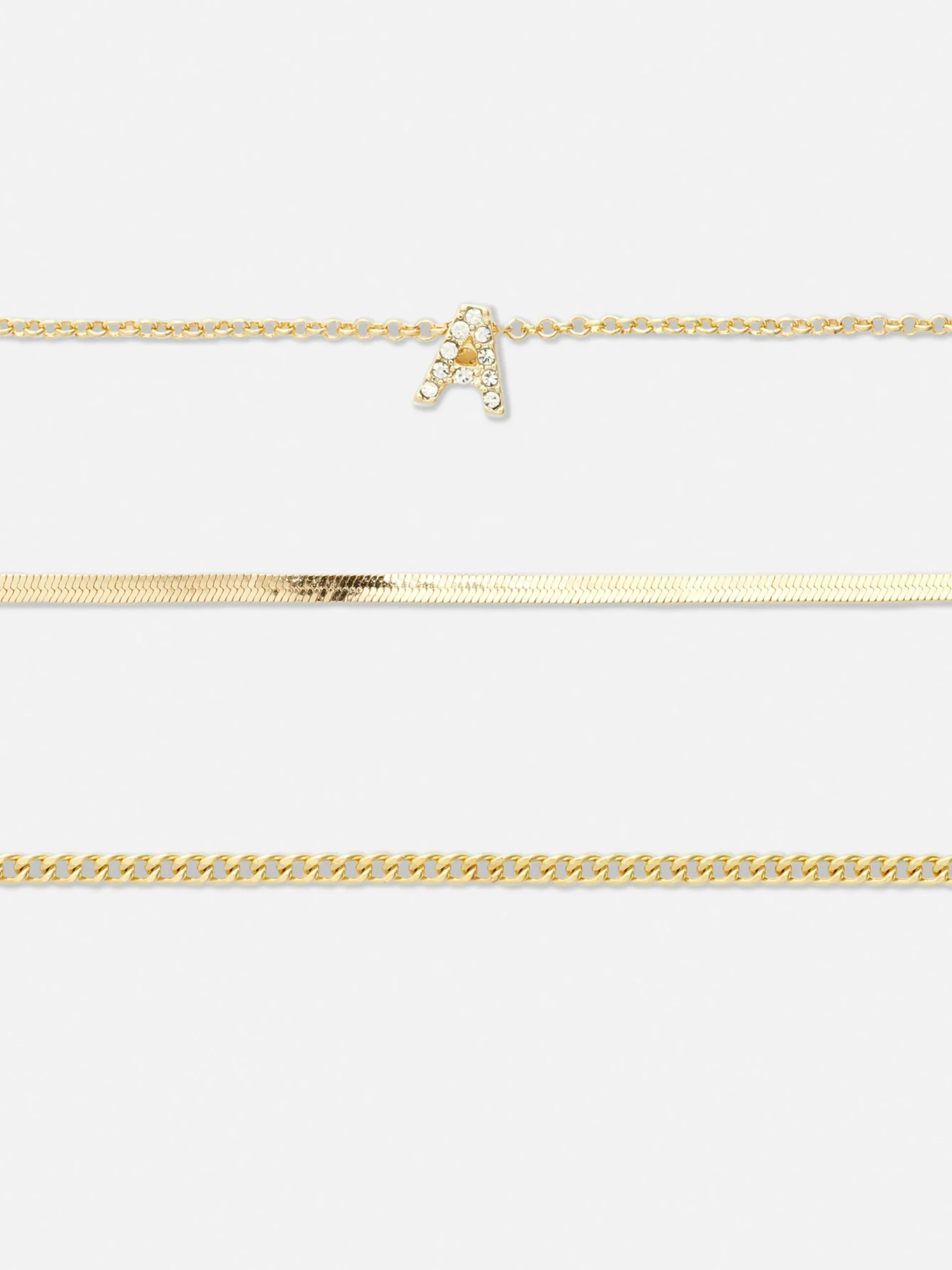Lot De 3 Bracelets à Initiale Et Strass