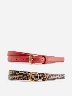 Lot De 2 Ceintures Skinny En Simili Cuir