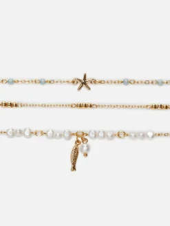 Lot De 3 Chaînes De Cheville à Motifs Bord De Mer