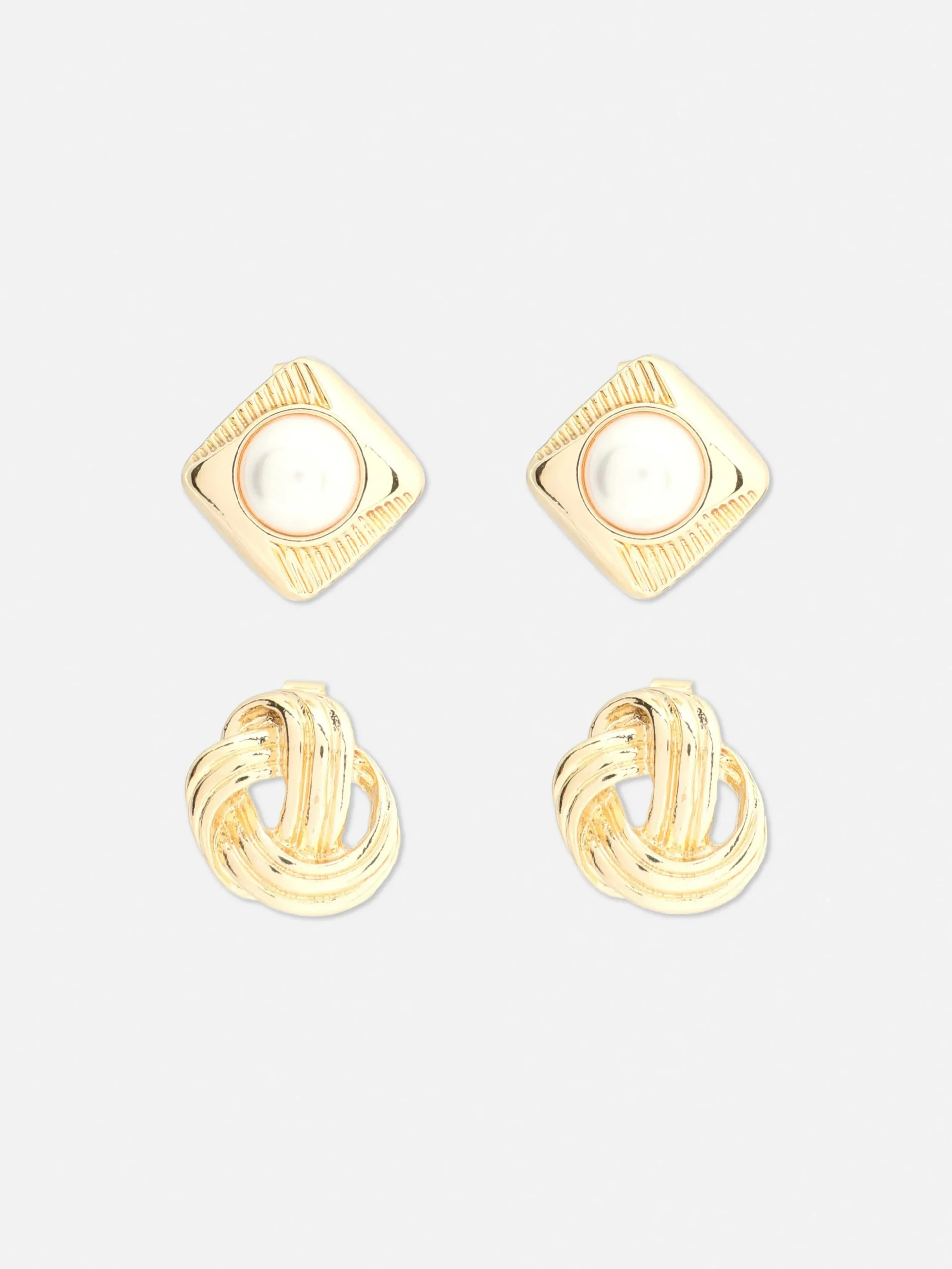 Lot De 2 Clous D'oreilles Nœud Et Fausse Perle