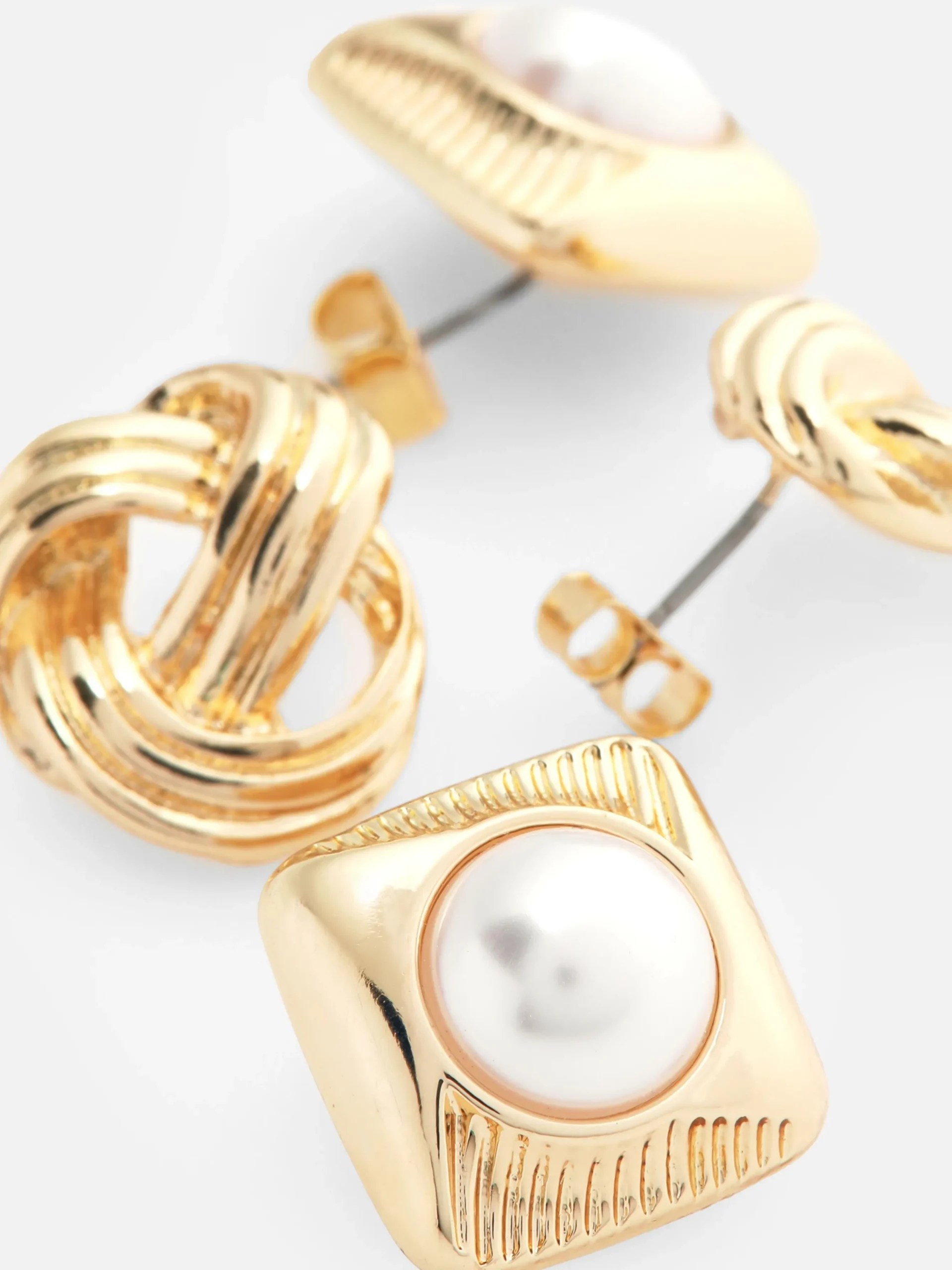 Lot De 2 Clous D'oreilles Nœud Et Fausse Perle