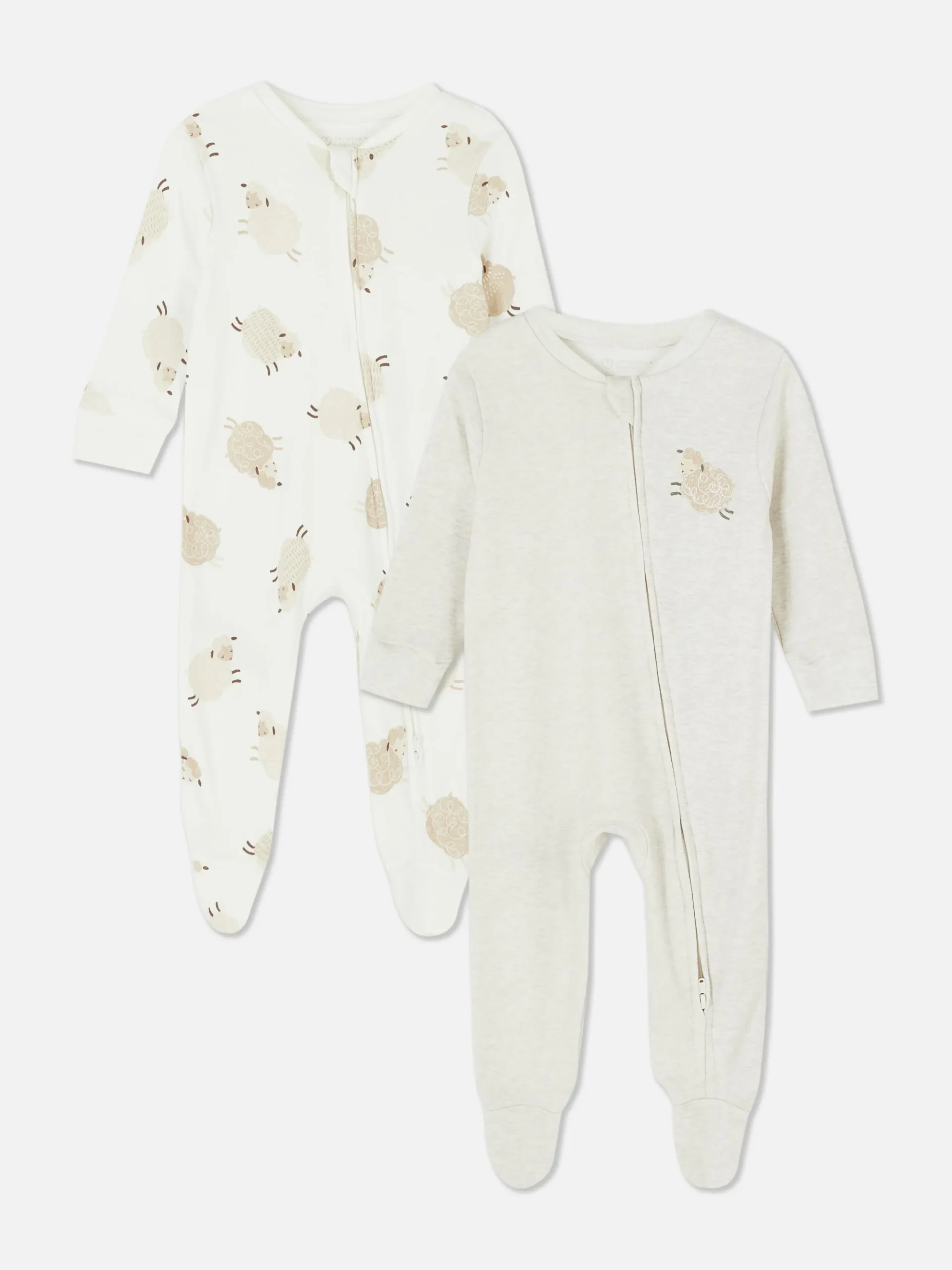 Lot De 2 Grenouillères Zippées à Motif Mouton