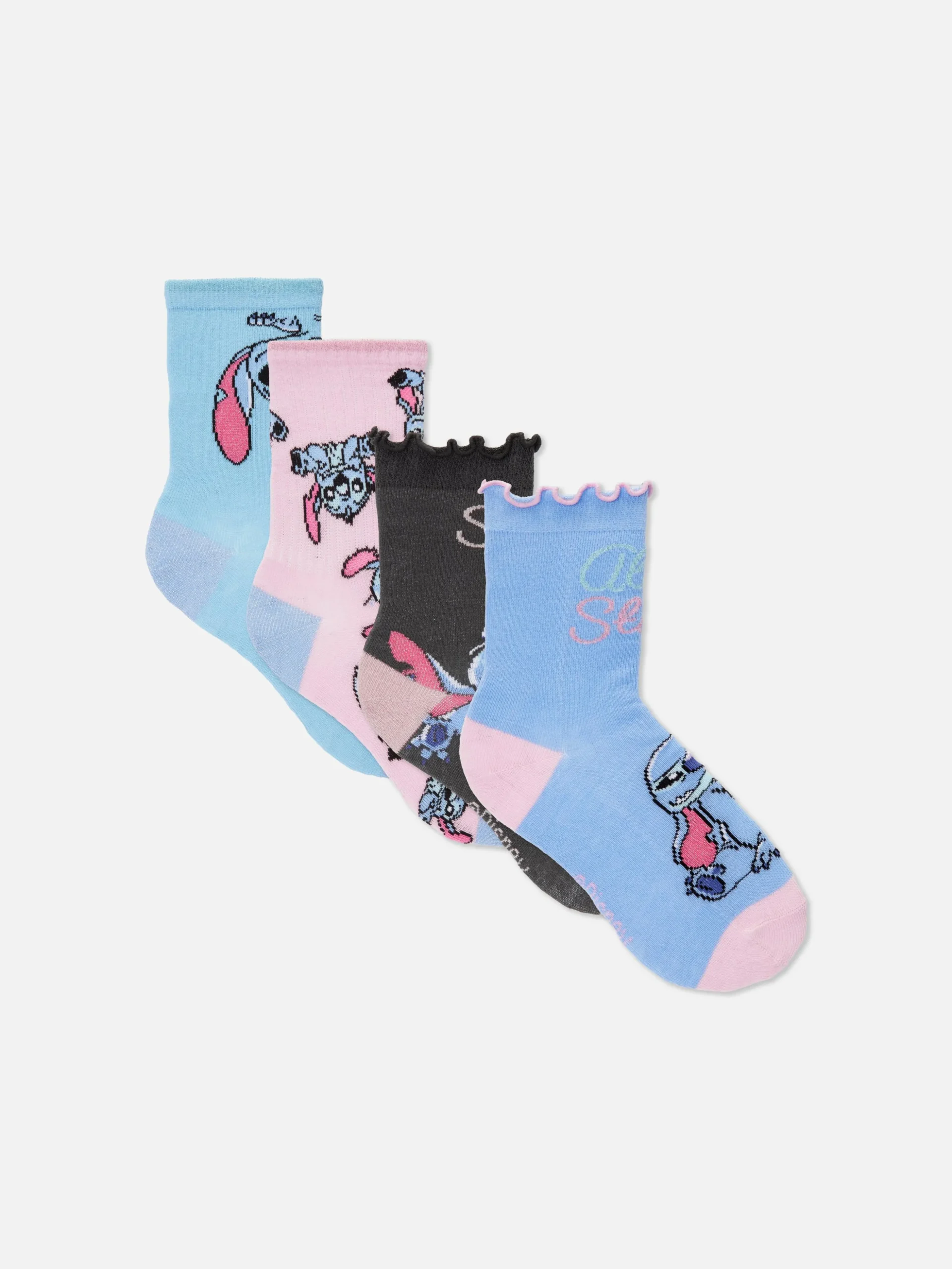 Lot De 4 Paires De Socquettes Disney Stitch
