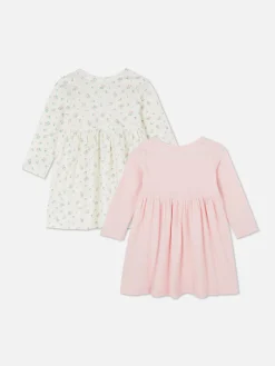 Lot De 2 Robes Côtelées à Manches Longues